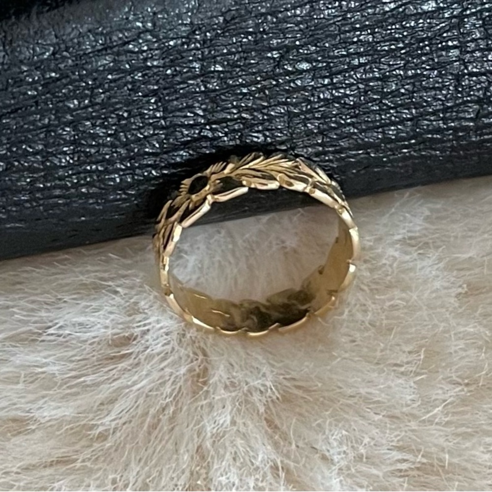 14 K Gold Hawaiian Carved Plumeria Pinkie Ring Size 2- Women's Jewelry - Picture 14 of 14